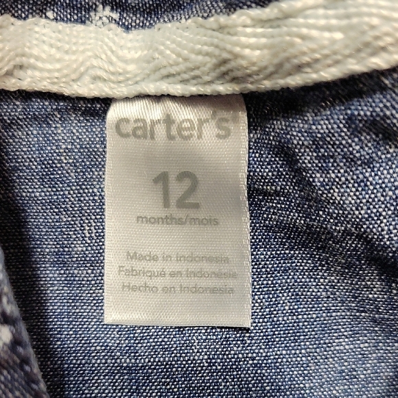 Carter's Blue Dress With Belt And Matching Diaper Cover SIZE 12 MONTHS - Picture 2 of 6